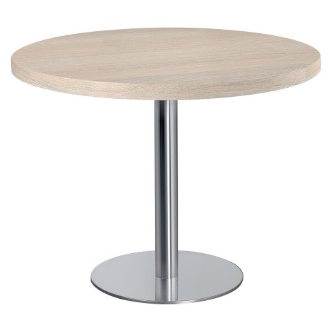 Mesa de reunión roble gris Ecla Ø 100 cm pata cromada