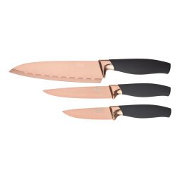 Set de tres cuchillos en color oro rosado