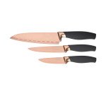 Set de tres cuchillos en color oro rosado