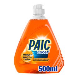 Liquide vaisselle mains Paic Excel² ultra-dégraissant - Flacon 500 ml