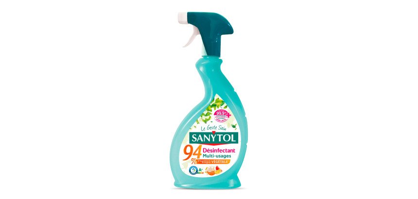 Désinfectant nettoyant multi-usages Sanytol 94 % végétal, agrumes - Spray 500 ml