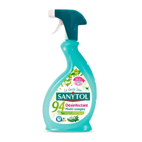 Désinfectant nettoyant multi-usages Sanytol 94 % végétal, eucalyptus et menthe - Spray 500 ml