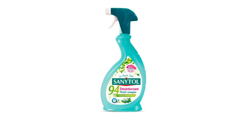 Désinfectant nettoyant multi-usages Sanytol 94 % végétal, eucalyptus et menthe - Spray 500 ml