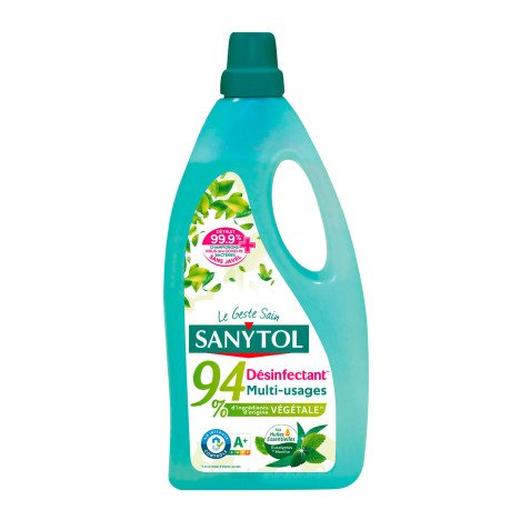 Désinfectant nettoyant multi-usages Sanytol eucalyptus et menthe 94 % végétal - Bidon 1 L