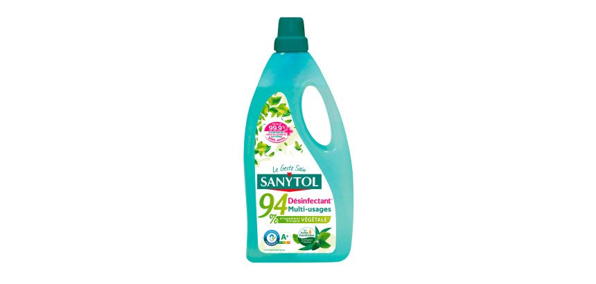 Désinfectant nettoyant multi-usages Sanytol 94 % végétal, eucalyptus et menthe