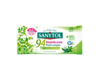 Lingettes désinfectantes multi-usages Sanytol 94 % végétal, eucalyptus et menthe - Paquet de 72