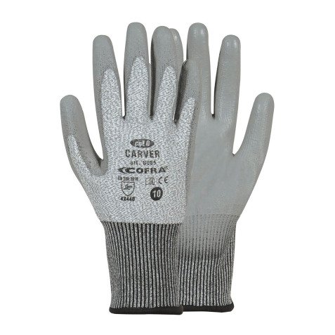 Guanti antitaglio D Cofra Carver in poliuretano grigio, 12 paia
