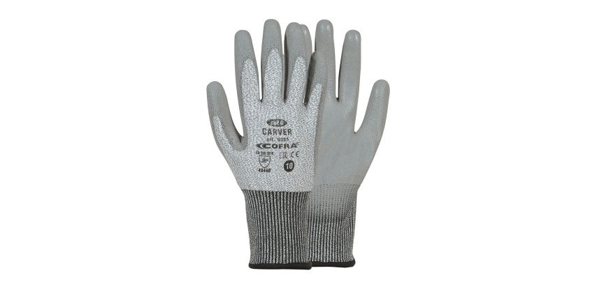 Guanti antitaglio D Cofra Carver in poliuretano grigio, 12 paia