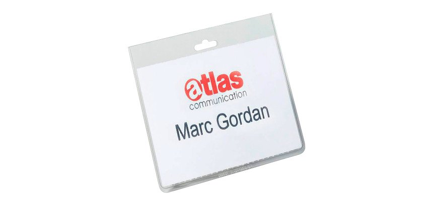 Portanombres Durable para tarjeta 60 x 90 mm con perforación para cinta - paquete de 20