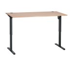 Bureau assis-debout Ergosup réglage électrique en hauteur piètement Gris carbone, largeur 180 cm, plateau Chêne clair