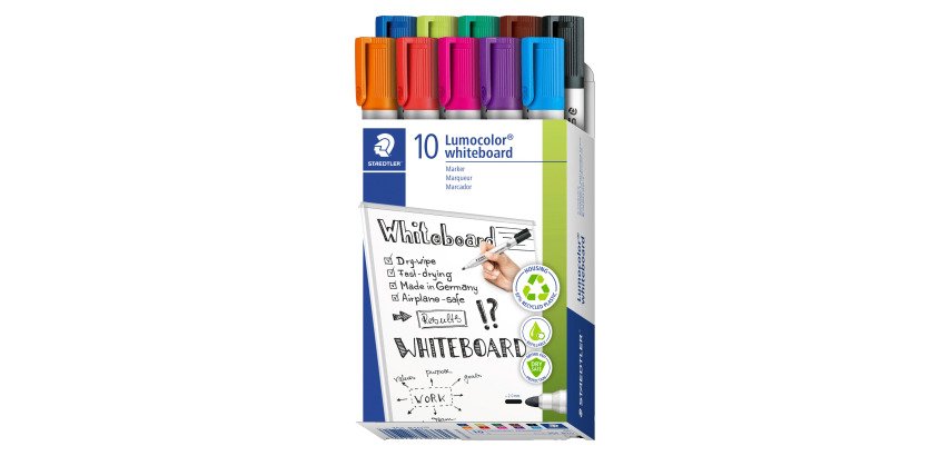 Marqueur effaçable rechargeable Staedtler Lumocolor 351 pointe ogive 2 mm - Boîte de 10