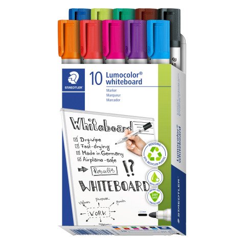 Marqueur effaçable rechargeable Staedtler Lumocolor 351 pointe ogive 2 mm - Boîte de 10