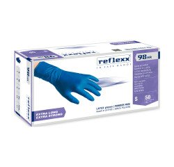 Guanti monouso Reflexx® R98 HR in lattice blu senza polvere, 50 unità