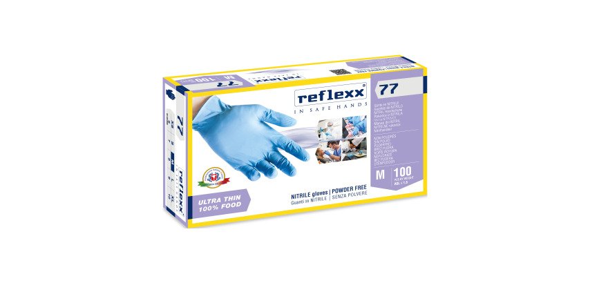 Guanti monouso Reflexx® 77 in nitrile azzurro, 100 unità
