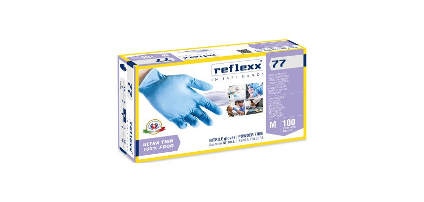Guanti monouso Reflexx® 77 in nitrile azzurro, 100 unità