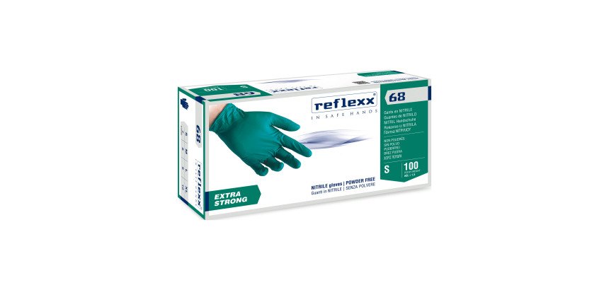 Guanti monouso Reflexx® 68 in nitrile verde, 100 unità