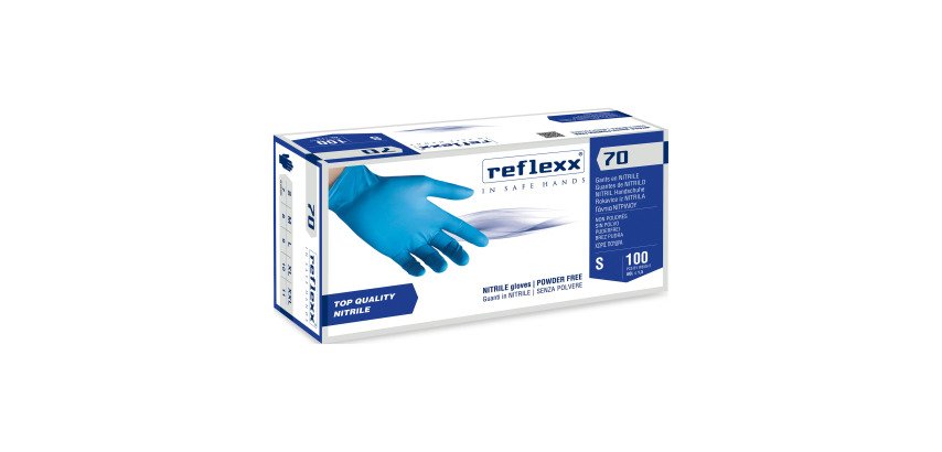 Guanti monouso Reflexx® 70 in nitrile azzurro, 100 unità