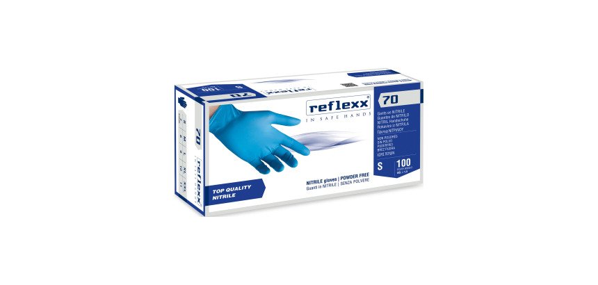 Guanti monouso Reflexx® 70 in nitrile azzurro, 100 unità
