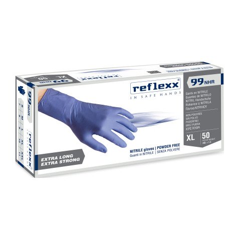 Guanti monouso Reflexx® R99 NHR in nitrile indaco, 50 unità