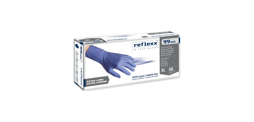 Guanti monouso Reflexx® 99 NHR in nitrile indaco, 50 unità
