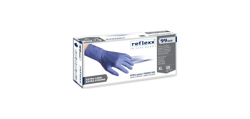 Guanti monouso Reflexx® 99 NHR in nitrile indaco, 50 unità