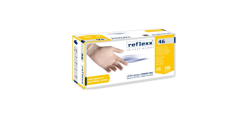 Guanti monouso Reflexx® 46 in lattice bianco senza polvere, 100 unità