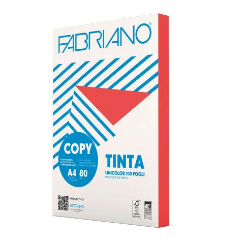 Papel de color A4 80 g Copy Tinta Fabriano Rojo - Paquete de 100 hojas