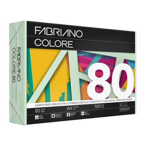 Papel de color A4 80 g Copy Tinta Fabriano Verde claro- Paquete de 500 hojas