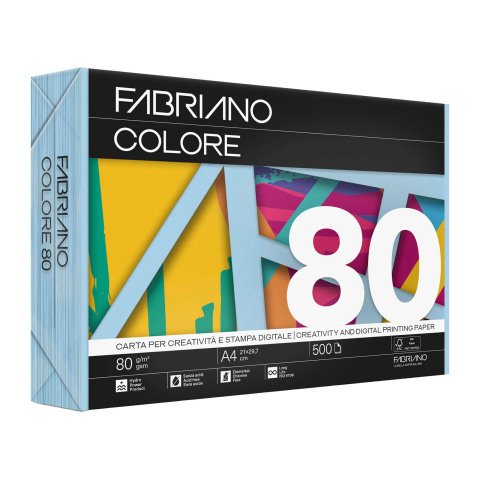 Papel de color A4 80 g Copy Tinta Fabriano Azul celeste- Paquete de 500 hojas