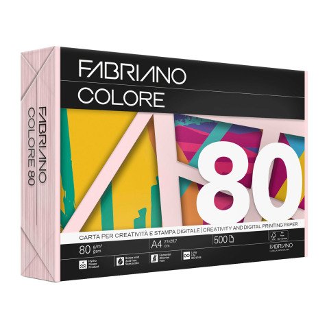 Papel de color A4 80 g Copy Tinta Fabriano Rosa pastel - Paquete de 500 hojas