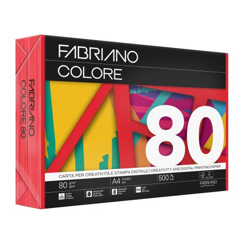 Papel de color A4 80 g Copy Tinta Fabriano Rojo- Paquete de 500 hojas