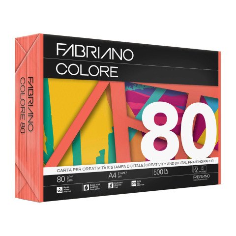 Papel de color A4 80 g Copy Tinta Fabriano Naranja ácido- Paquete de 500 hojas