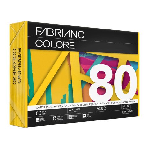 Papel de color A4 80 g Copy Tinta Fabriano Amarillo intenso- Paquete de 500 hojas