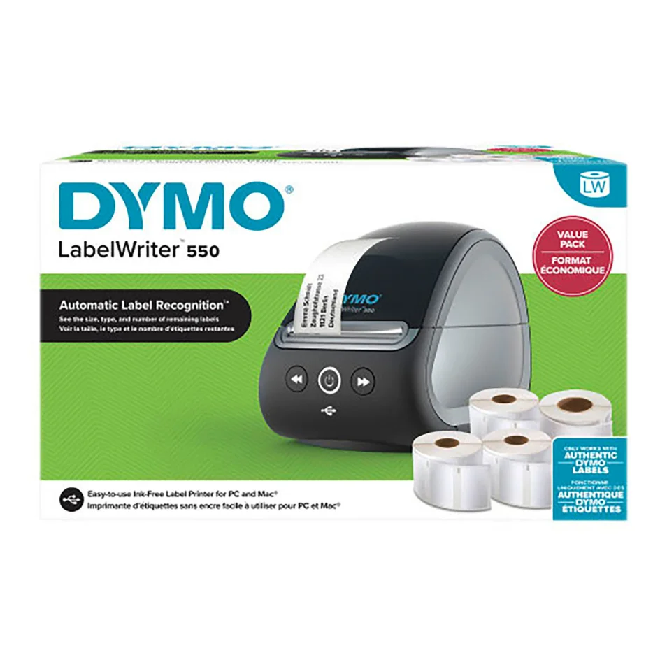 Imprimante d'étiquettes Dymo LabelWriter 550 + 4 rouleaux d'étiquettes on