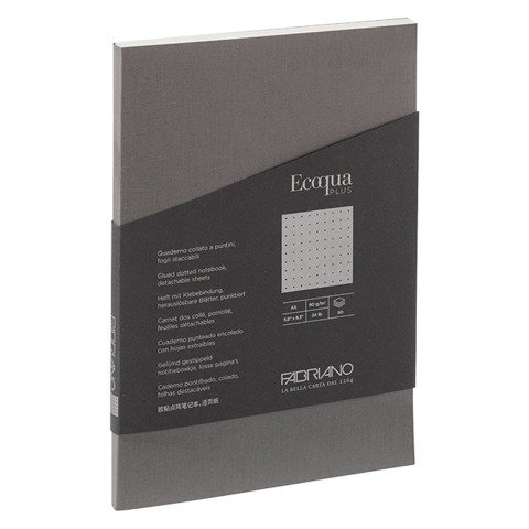 Cuaderno tapa flexible Ecoqua Plus rayado A5 90 hojas Fabriano Gris