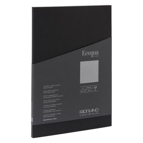Cuaderno tapa flexible Ecoqua Plus punteado A4 90 hojas Fabriano Negro