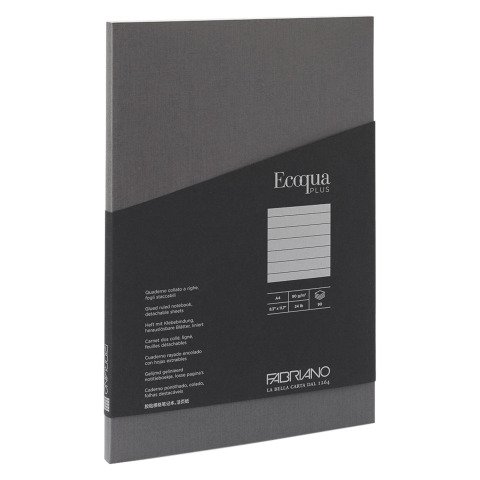 Cuaderno tapa flexible Ecoqua Plus rayado A4 90 hojas Fabriano Gris