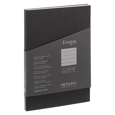Cuaderno tapa flexible Ecoqua Plus rayado A5 90 hojas Fabriano Negro