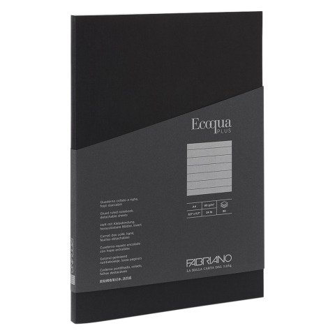Cuaderno tapa flexible Ecoqua Plus rayado A4 90 hojas Fabriano Negro