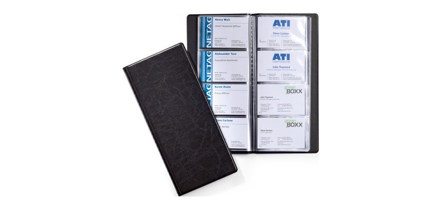 Album portabiglietti da visita Durable Visifix® 192 biglietti nero effetto pelle