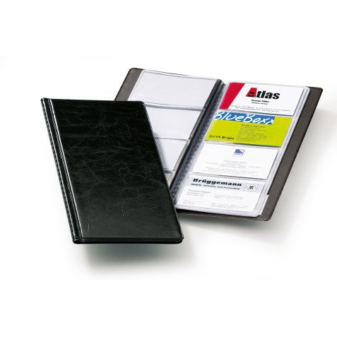 Album portabiglietti da visita Durable Visifix® 96 biglietti nero effetto pelle