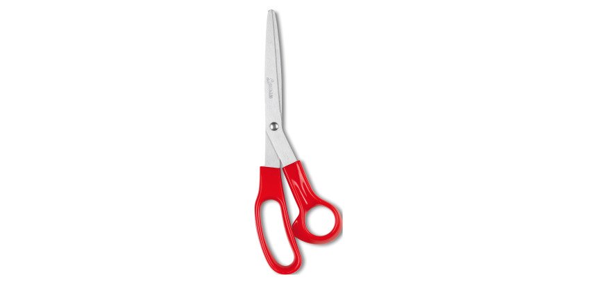 Forbice lama 21 cm con impugnatura in ABS rosso asimmetrica