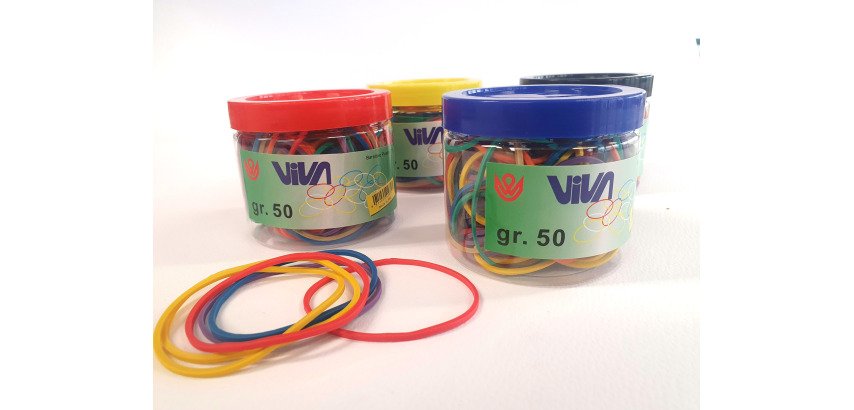Elastici Viva diametro 50 mm x h 1,5 mm assortiti 50 grami in barattolo