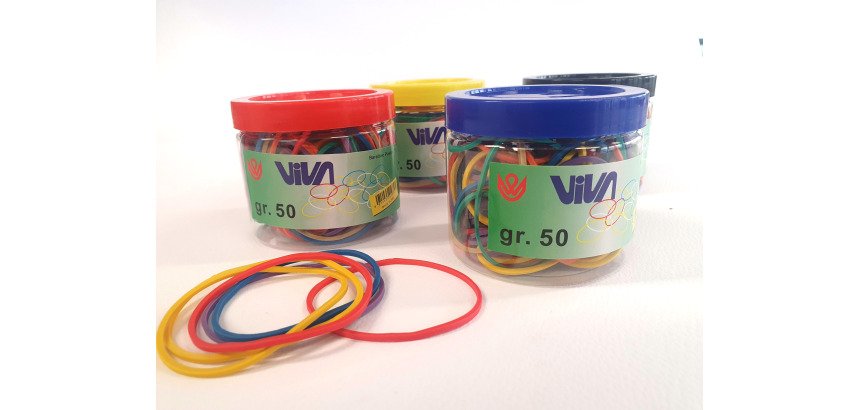 Elastici Viva diametro 50 mm x h 1,5 mm assortiti 50 grami in barattolo