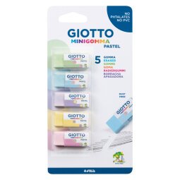 Mini gomme pastel Giotto in 5 colori pastello assortiti