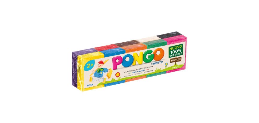 Pongo plastilina 100% vegetale 10 panetti da 50 grammi cadauno colori assortiti