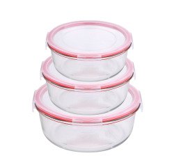 Set de 3 fiambreras de vidrio con tapa hermética