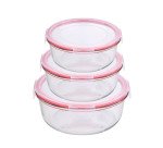 Set de 3 fiambreras de vidrio con tapa hermética