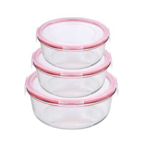 Set de 3 fiambreras de vidrio con tapa hermética