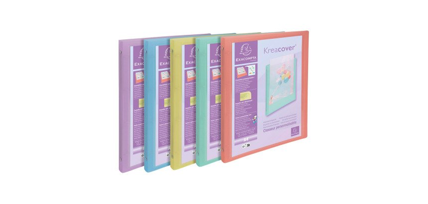 Raccoglitore personalizzabile 4 anelli Ø 15 mm Pastel PP Kreacover Exacompta colori assortiti